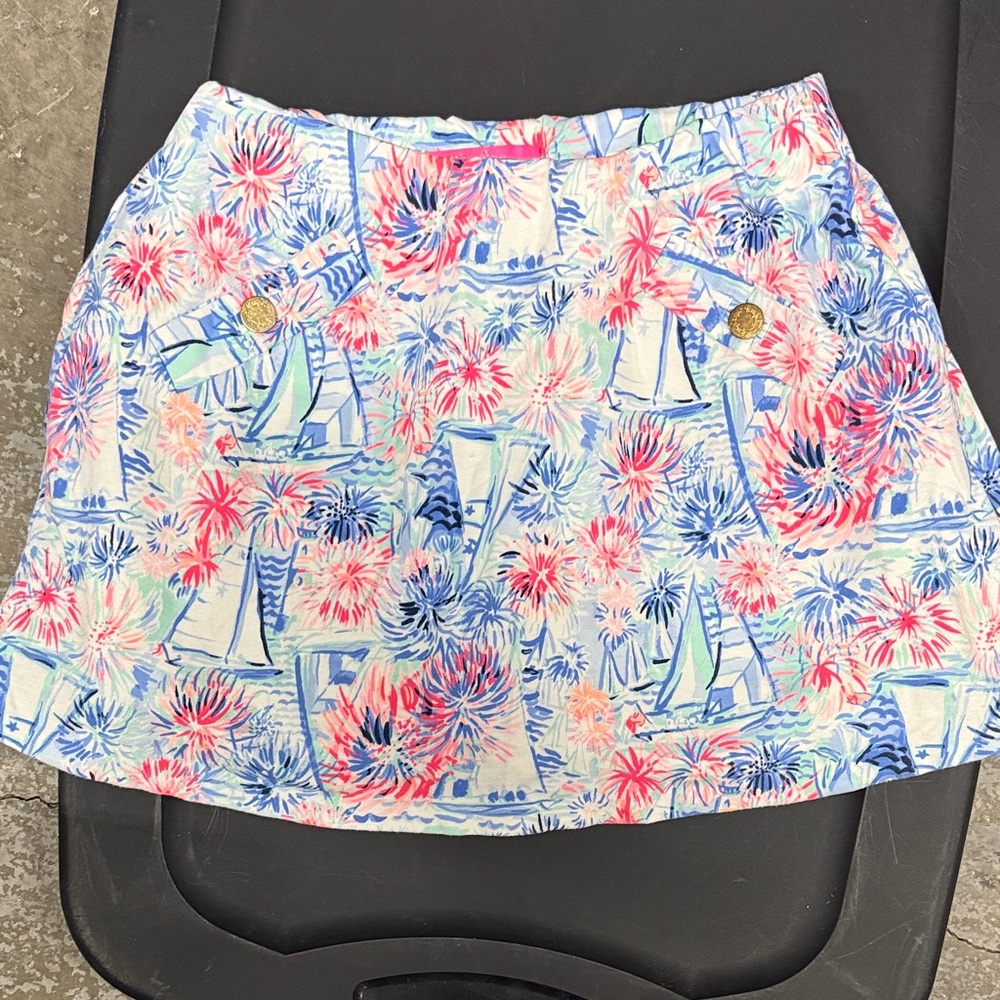 Lilly Pulitzer Pink and Blue Sailboat Skirt
